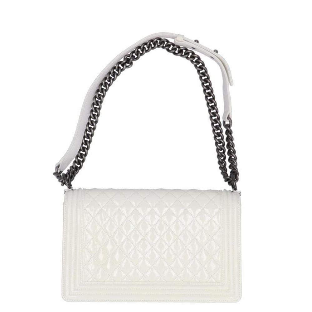 Chanel Boy Matelassé Bag Chain  Shoulder White
